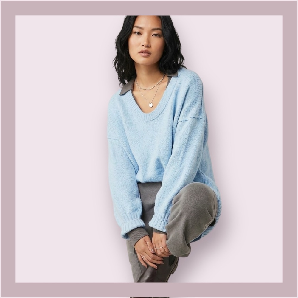 Free People Starlight Blue Brookside Tunic Sweater